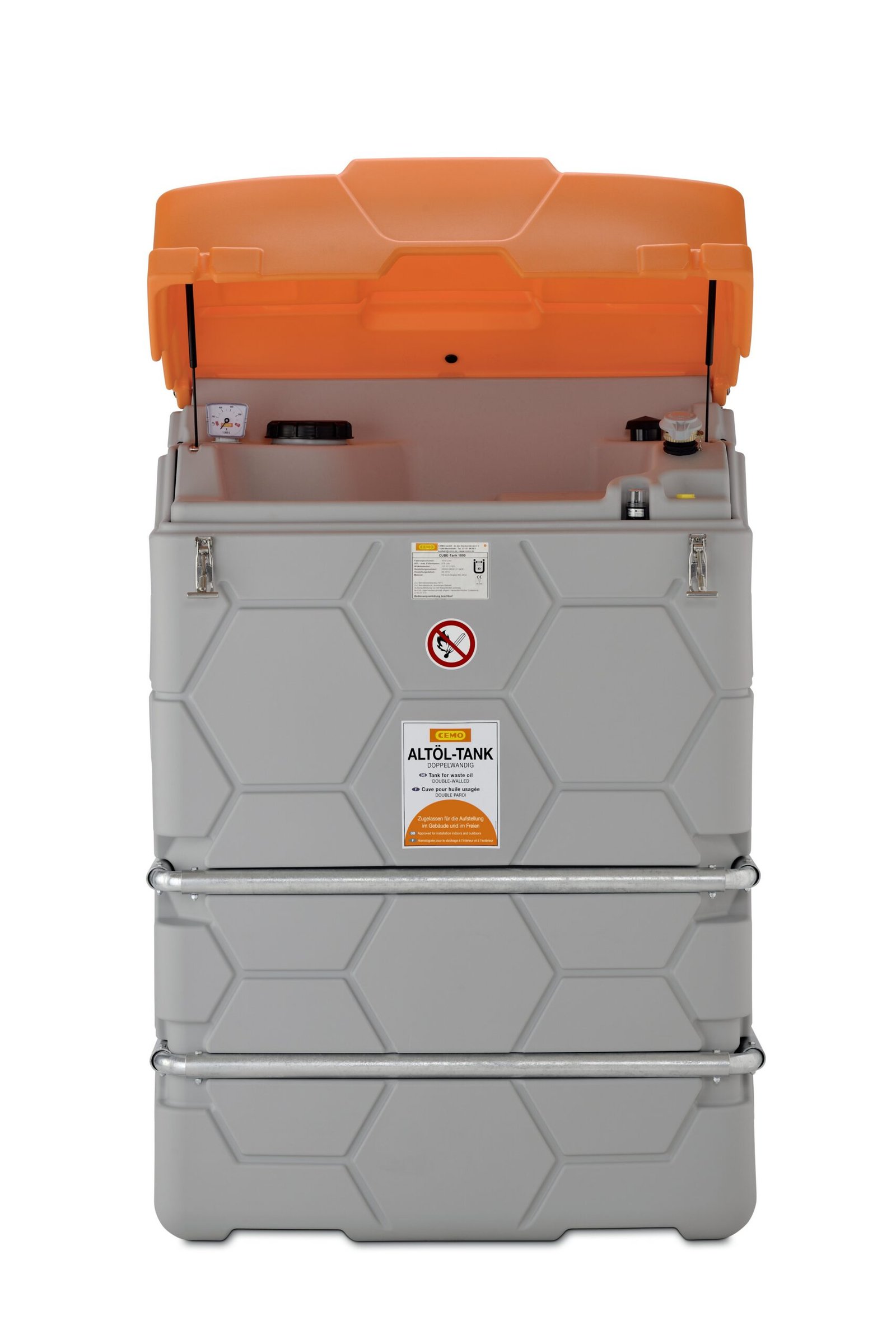 CUBE-Vanjski spremnik za otpadno ulje, 1500 l, s poklopcem na šarke