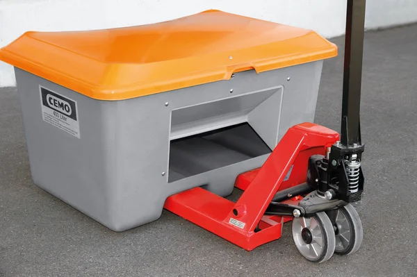 GRP spremnik za šljunak Plus3, 400 l, sivi/narančasti, s lijevkom, s - Image 2