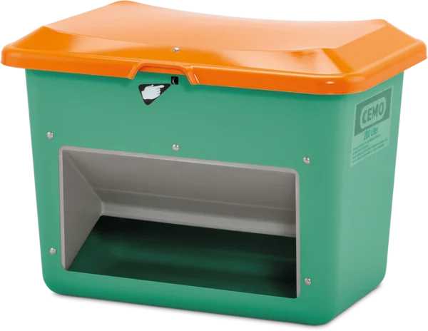 GRP spremnik za šljunak Plus3, 200 l, zelen/narančast, s lijevkom - Image 2
